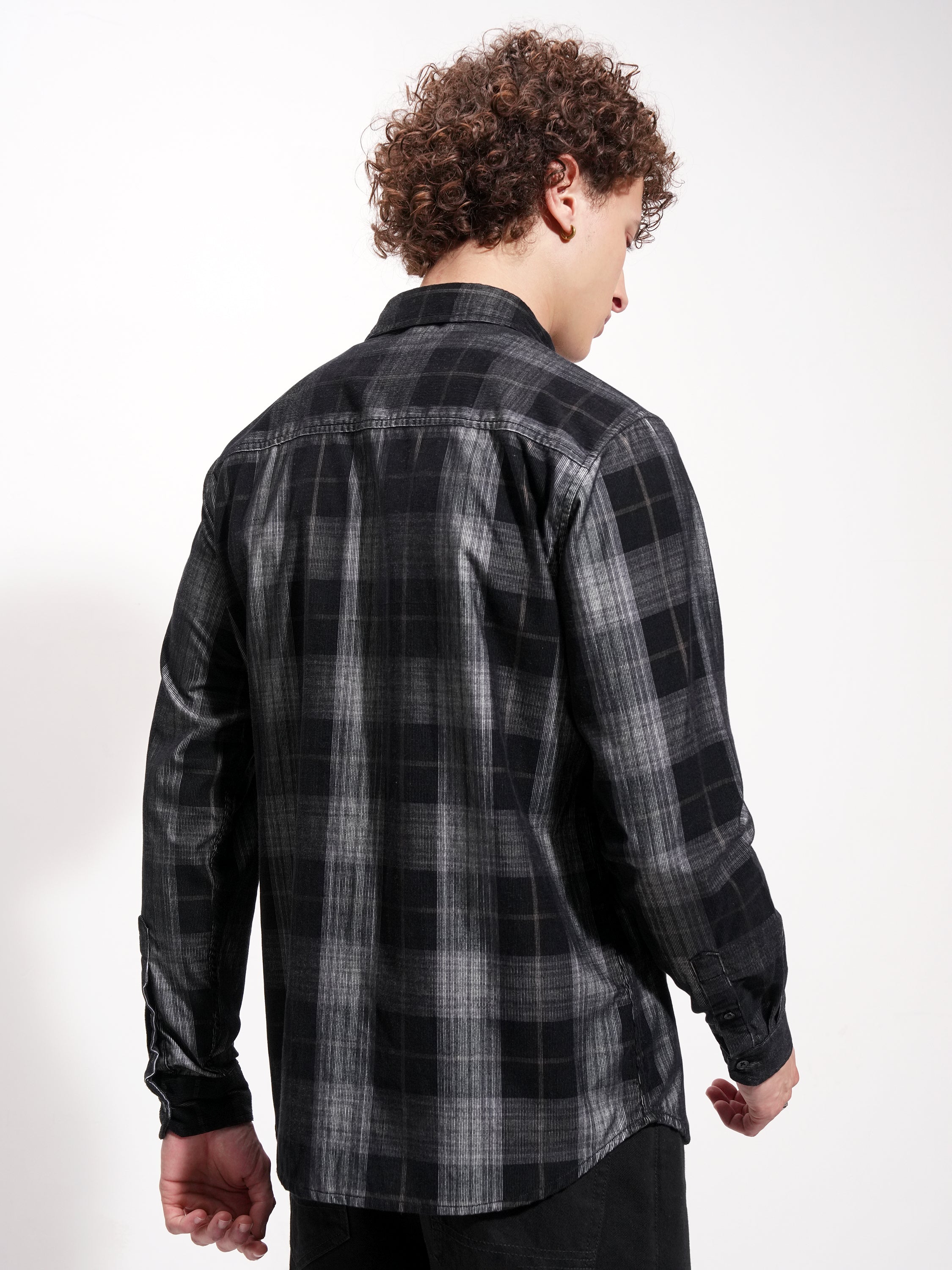 Highlander Men Black Checked Slim Fit Casual Shirt - Black - Image 3