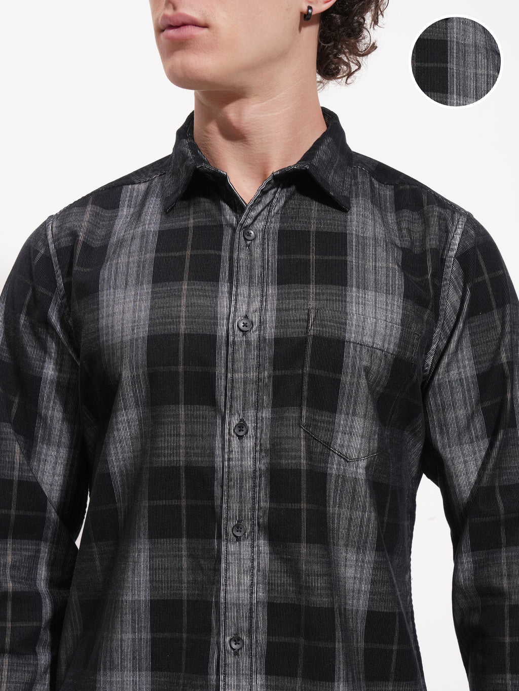 Highlander Men Black Checked Slim Fit Casual Shirt - Black - Image 5