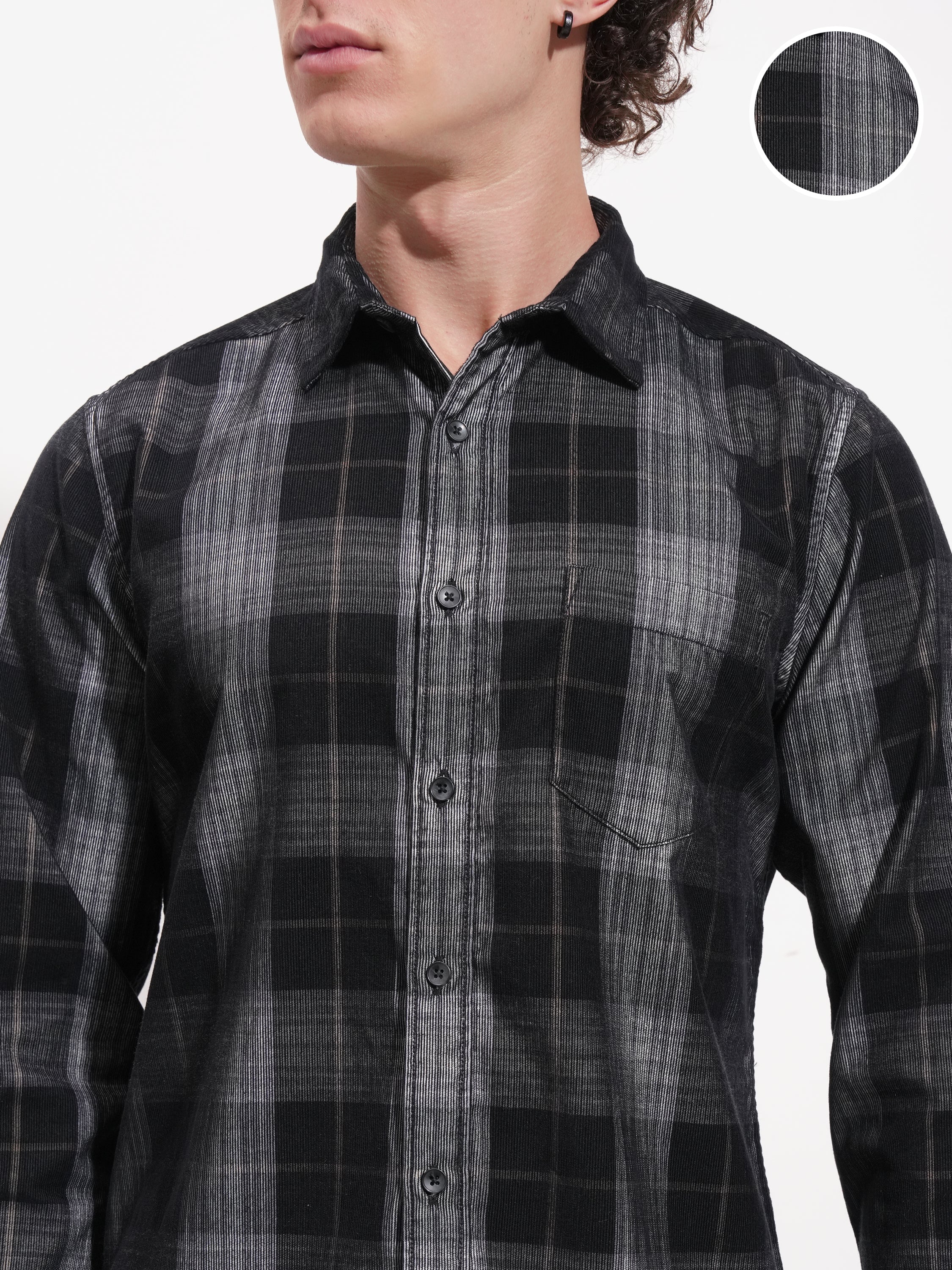 Highlander Men Black Checked Slim Fit Casual Shirt - Black - Image 5