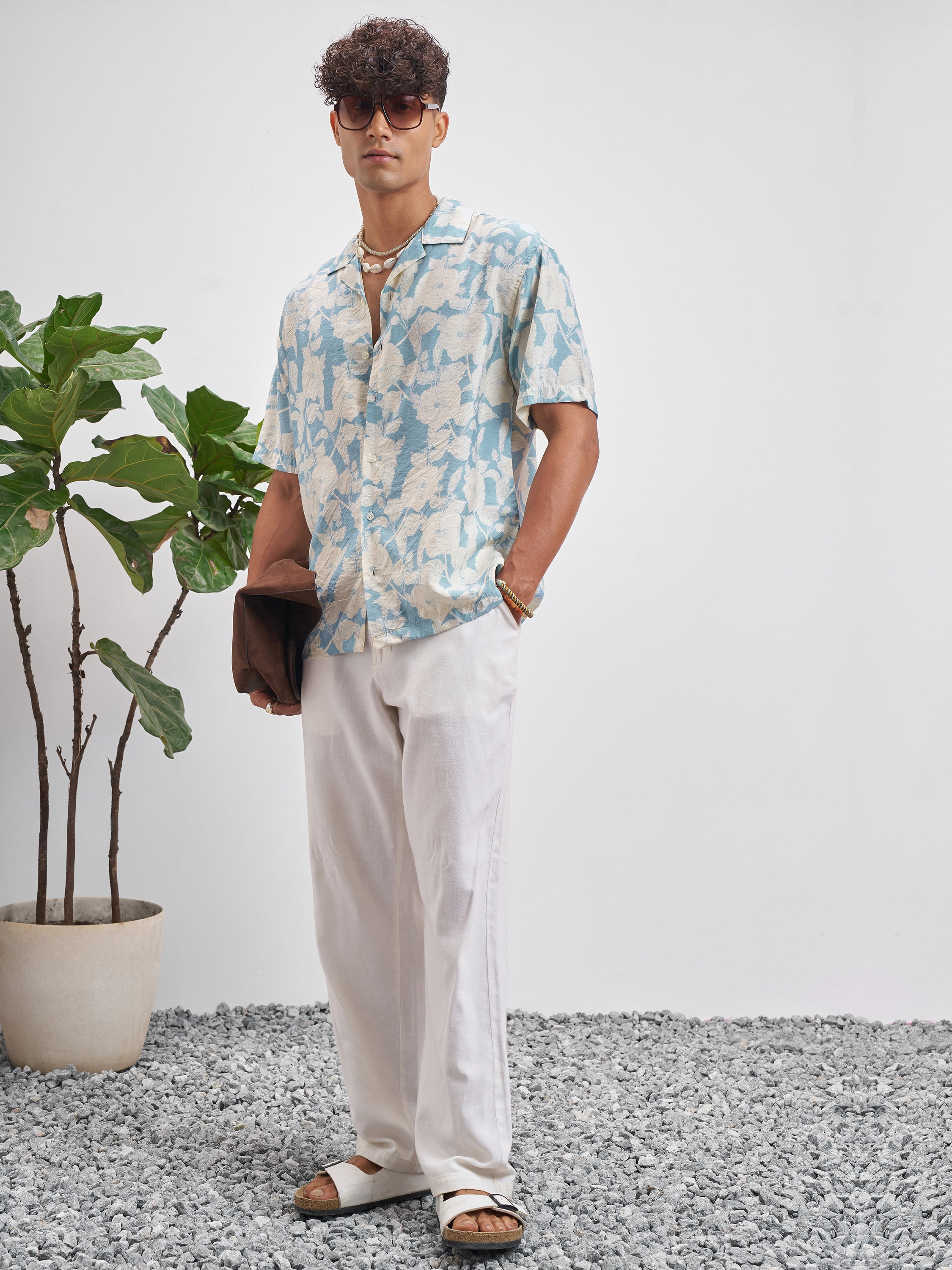 Highlander Men Blue Printed Relaxed Fit Casual Shirt - Blue - Image 2