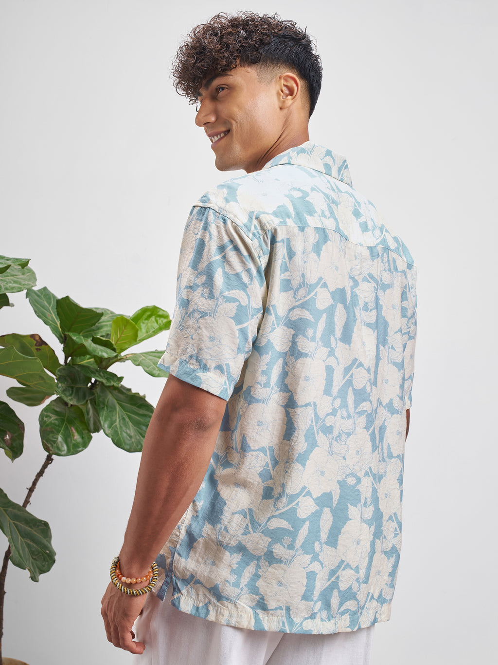 Highlander Men Blue Printed Relaxed Fit Casual Shirt - Blue - Image 3