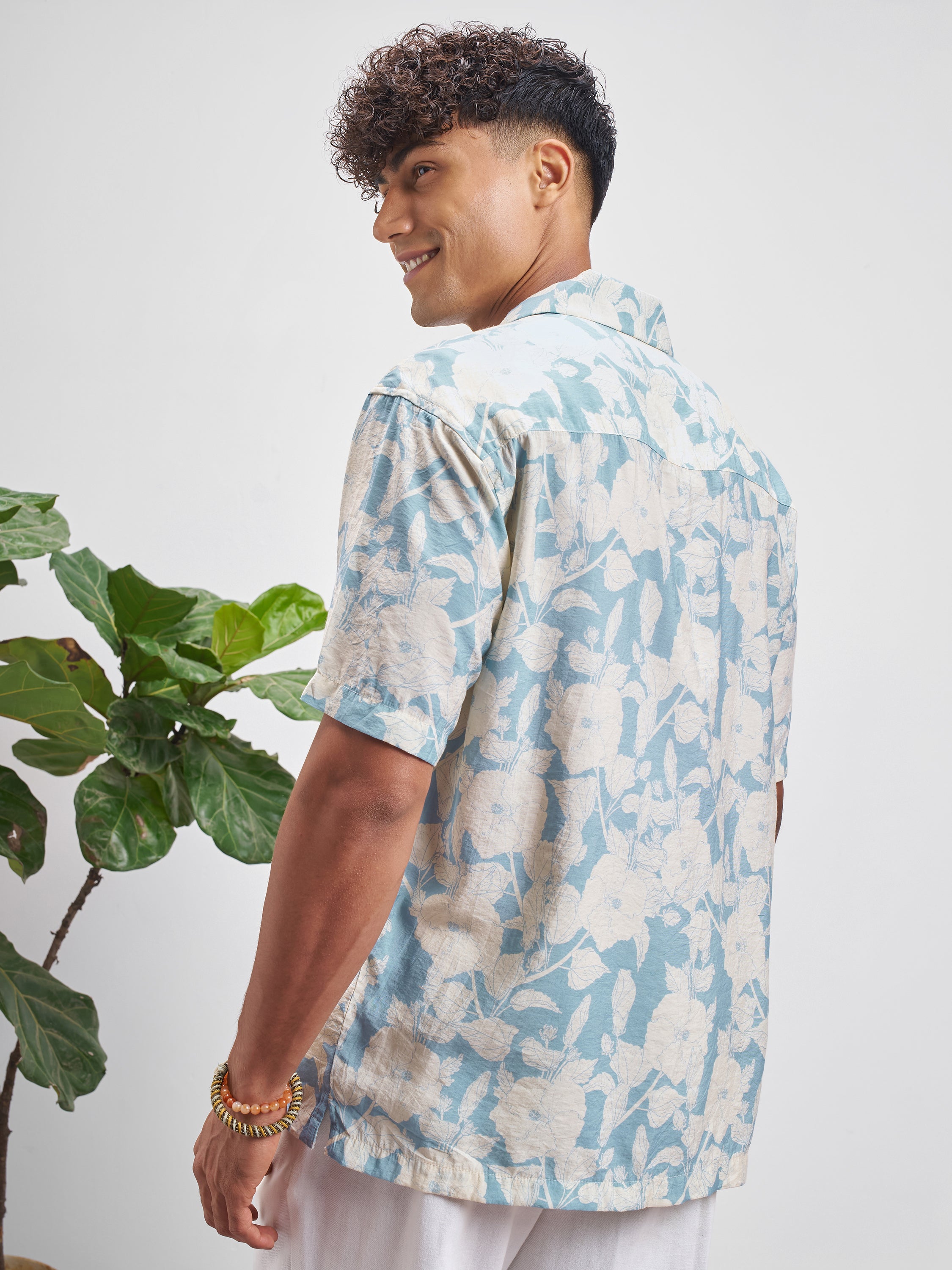 Highlander Men Blue Printed Relaxed Fit Casual Shirt - Blue - Image 3
