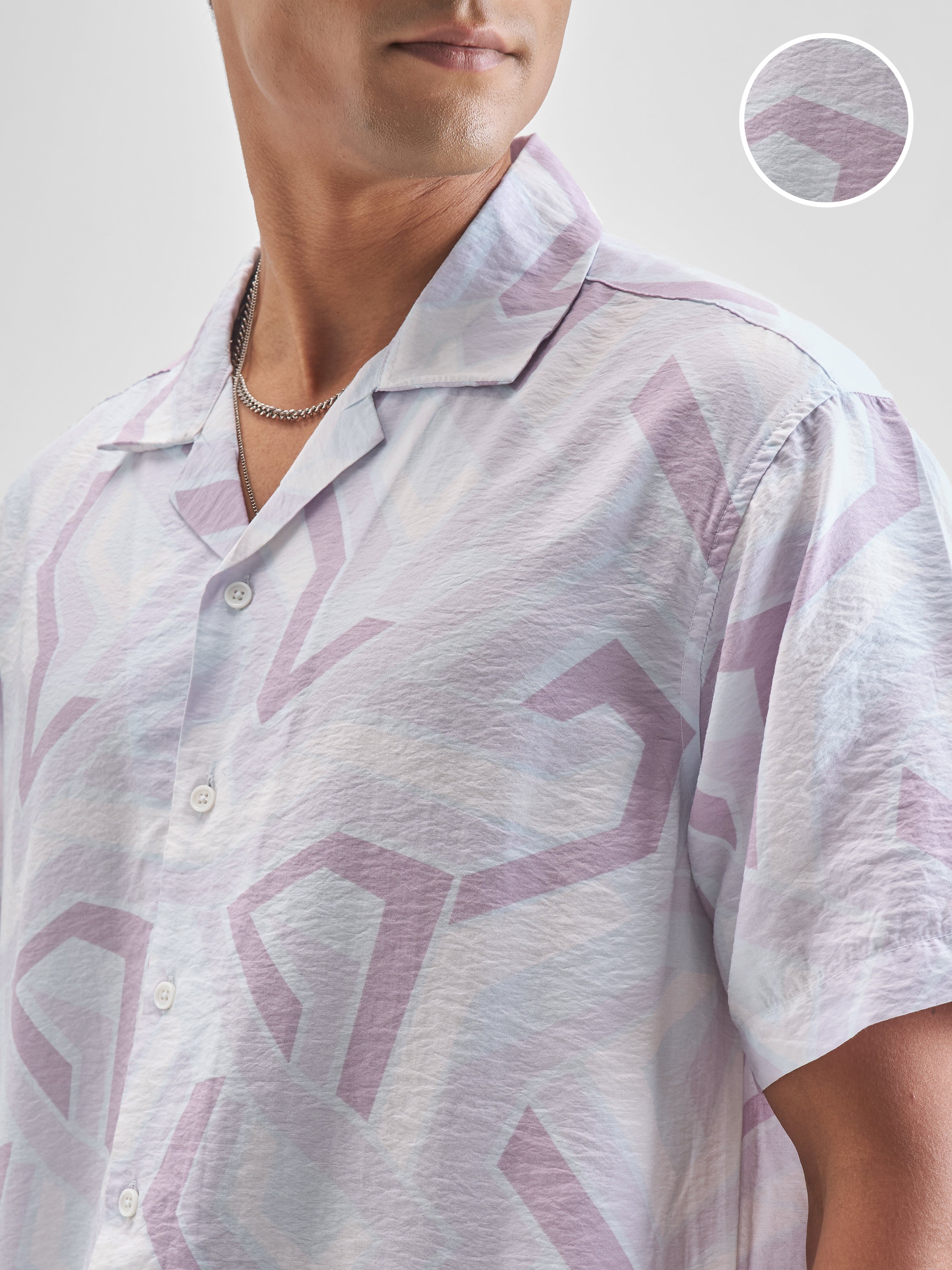 Highlander Men Lavender Printed Relaxed Fit Casual Shirt - Lavender - Image 5