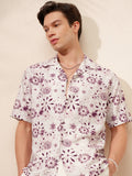 Highlander Men Burgundy Printed Relaxed Fit Casual Shirt - Burgundy - Image 1