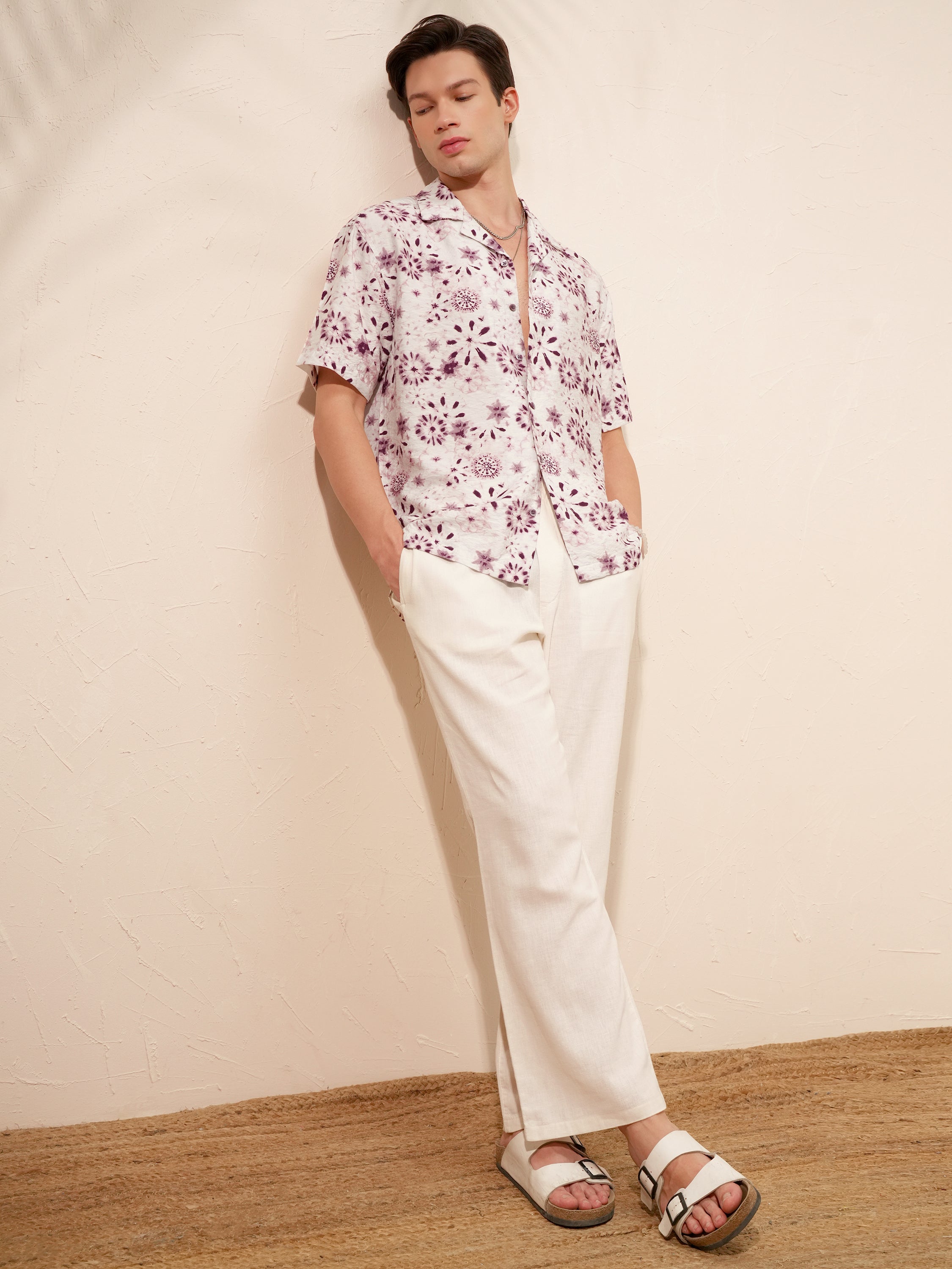 Highlander Men Burgundy Printed Relaxed Fit Casual Shirt - Burgundy - Image 2