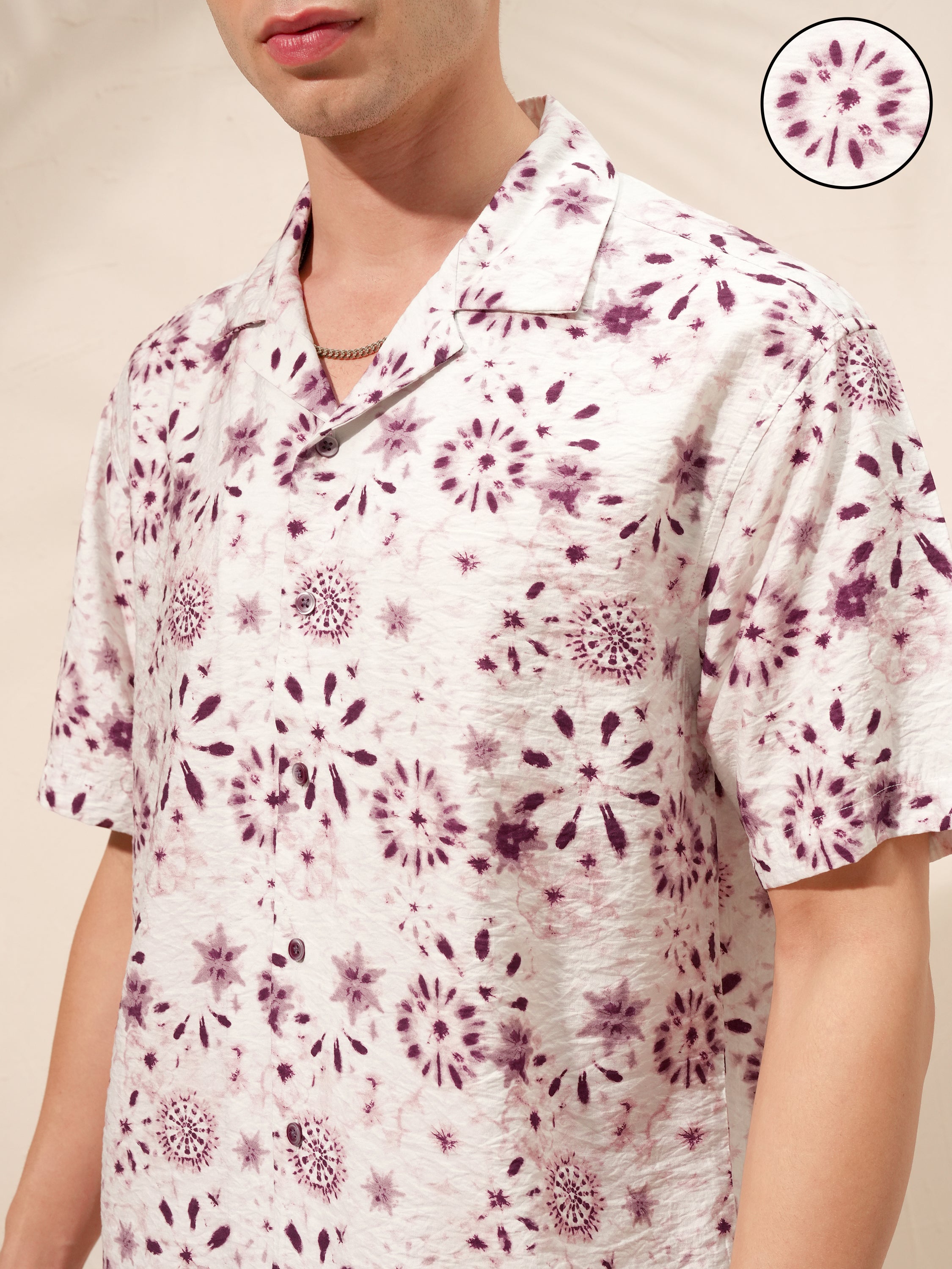 Highlander Men Burgundy Printed Relaxed Fit Casual Shirt - Burgundy - Image 5