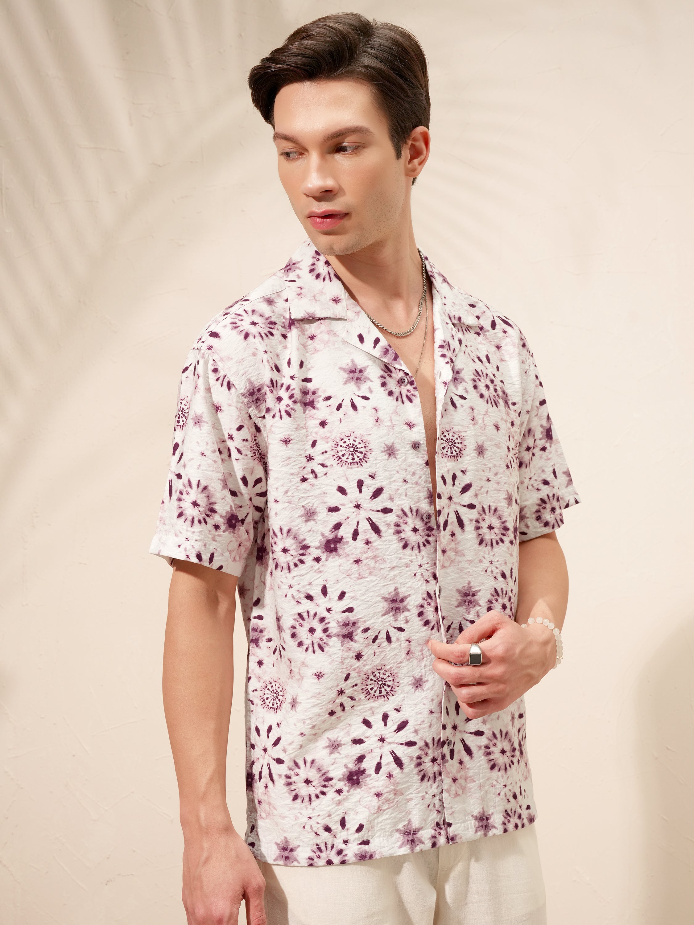 Highlander Men Burgundy Printed Relaxed Fit Casual Shirt - Burgundy - Image 6