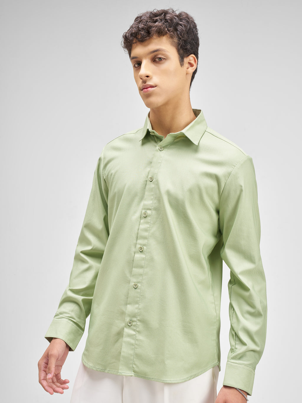 Highlander Men Green Solid Regular Fit Casual Shirt - Green - Image 4