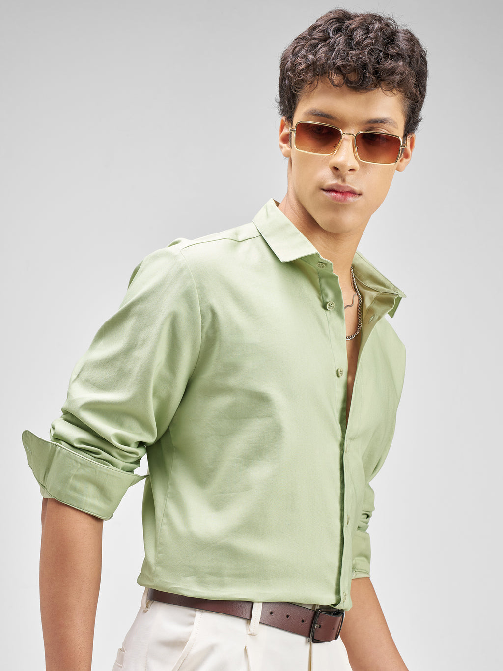 Highlander Men Green Solid Regular Fit Casual Shirt - Green - Image 6