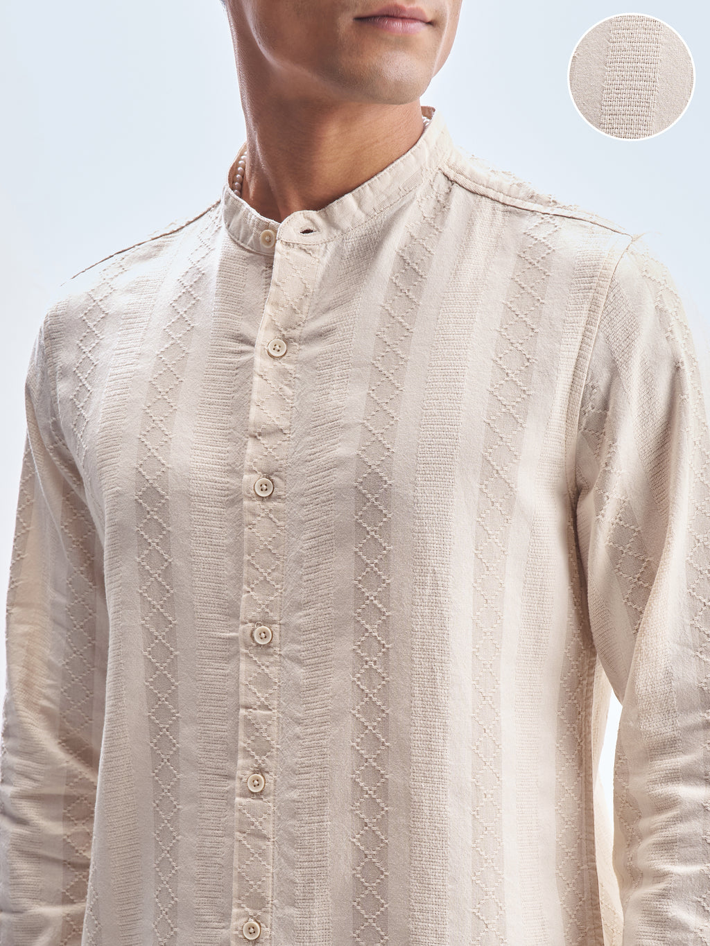 Highlander Men Beige Striped Slim Fit Casual Shirt - Beige - Image 5