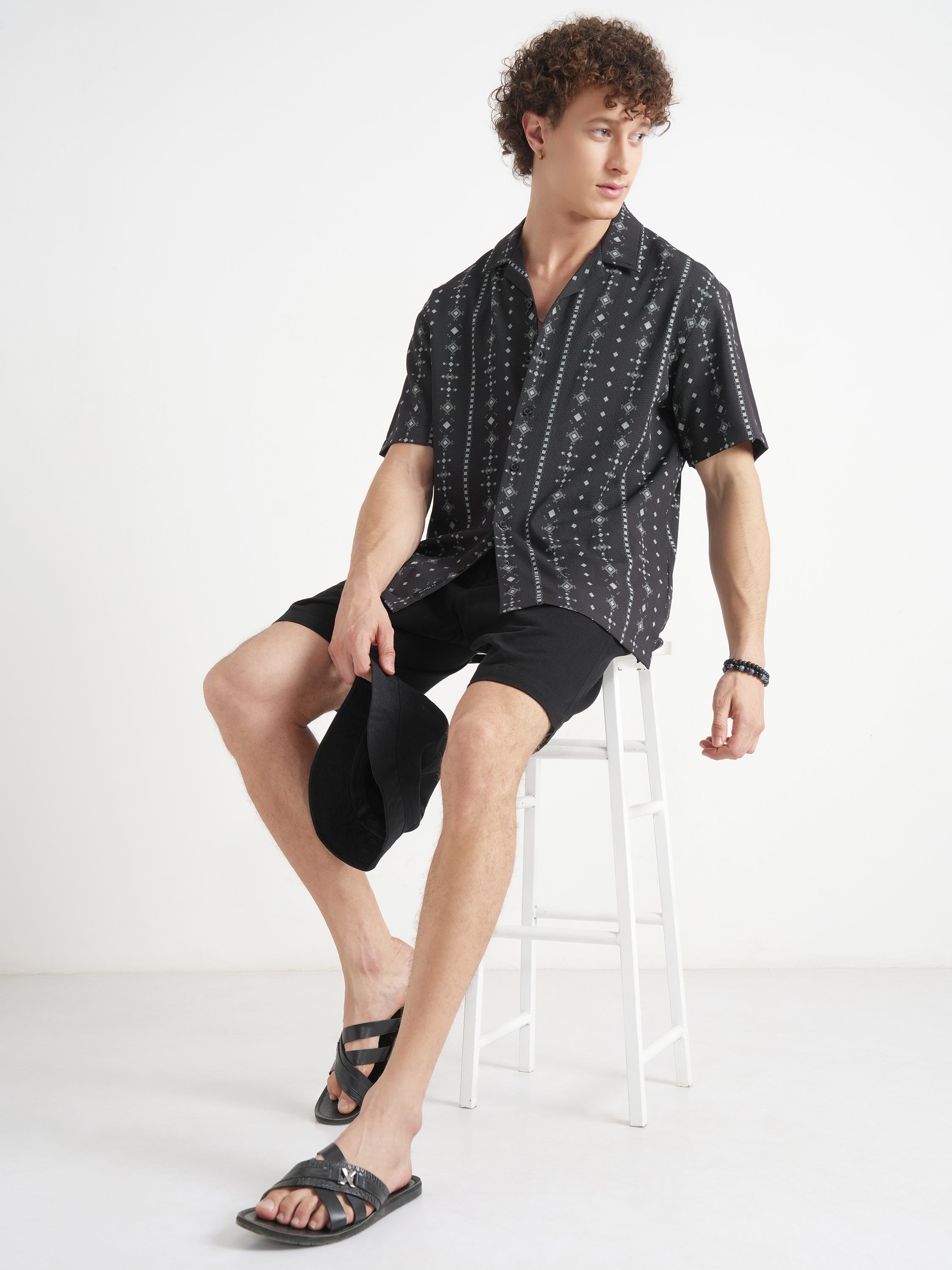 Highlander Men Black Printed Relaxed Fit Casual Shirt - Black - Image 2