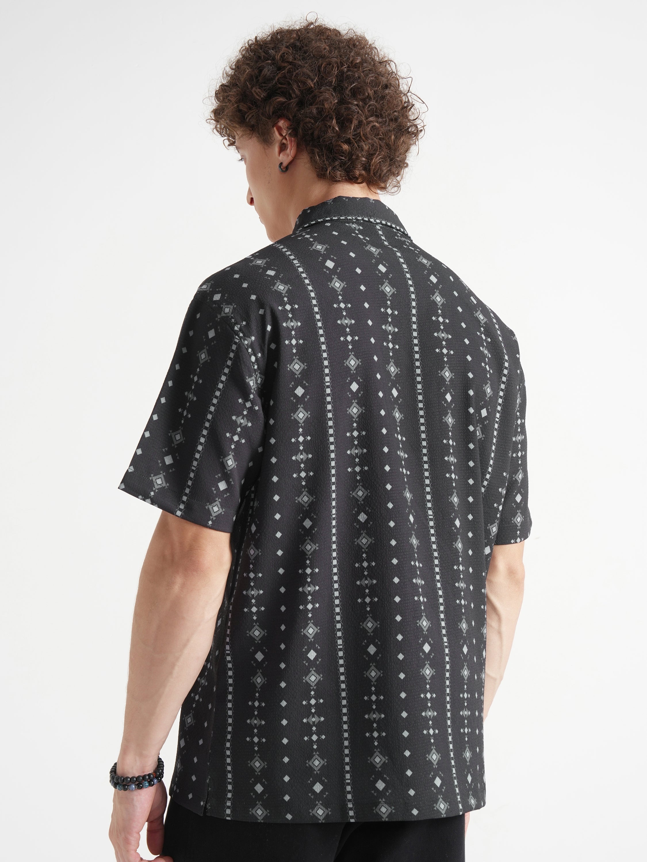 Highlander Men Black Printed Relaxed Fit Casual Shirt - Black - Image 3