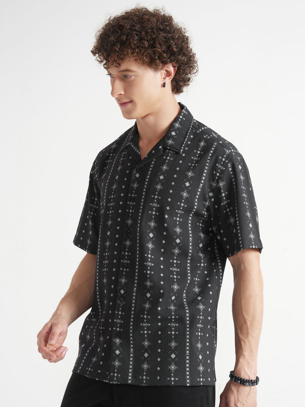 Highlander Men Black Printed Relaxed Fit Casual Shirt - Black - Image 4