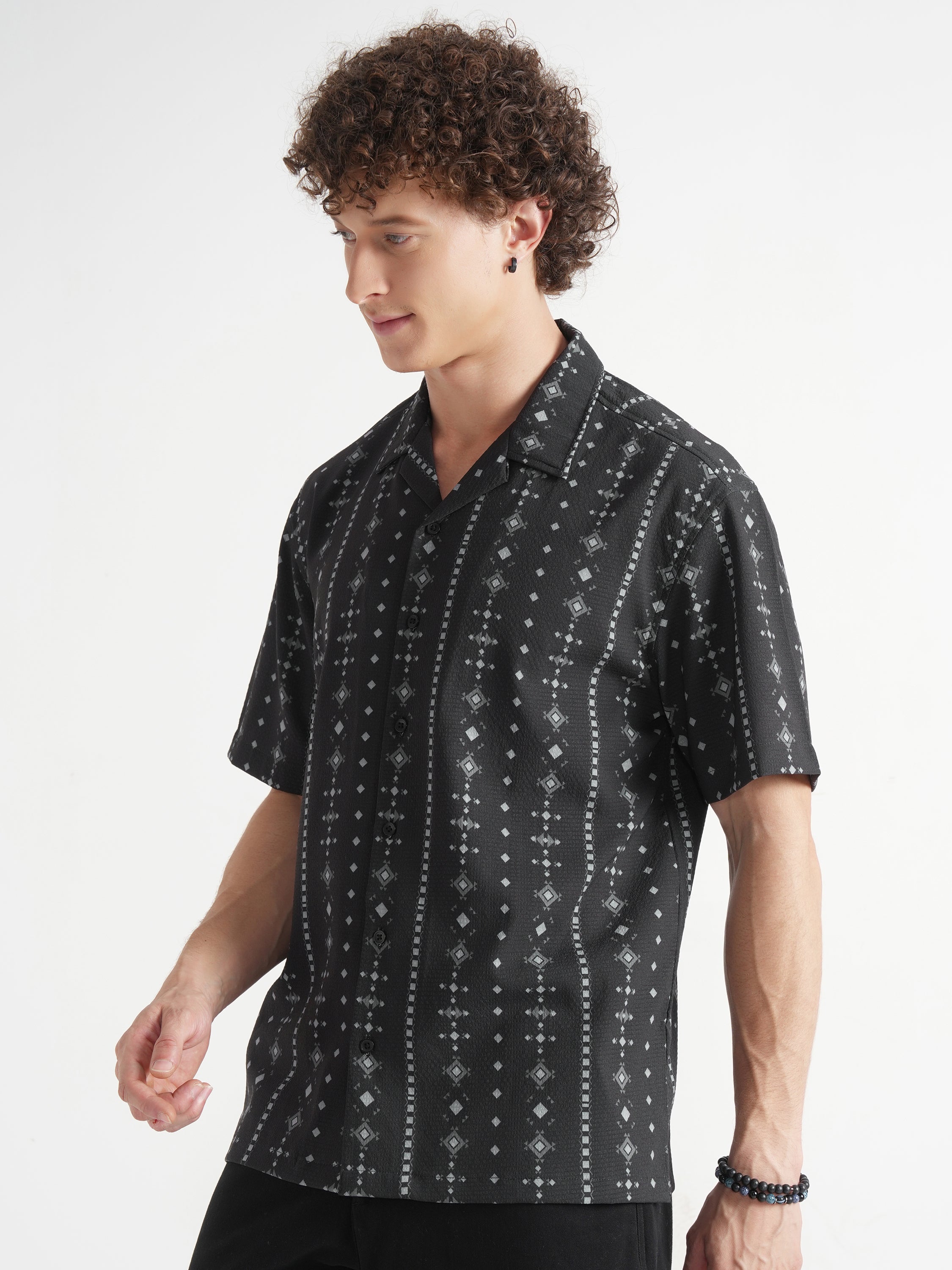Highlander Men Black Printed Relaxed Fit Casual Shirt - Black - Image 4