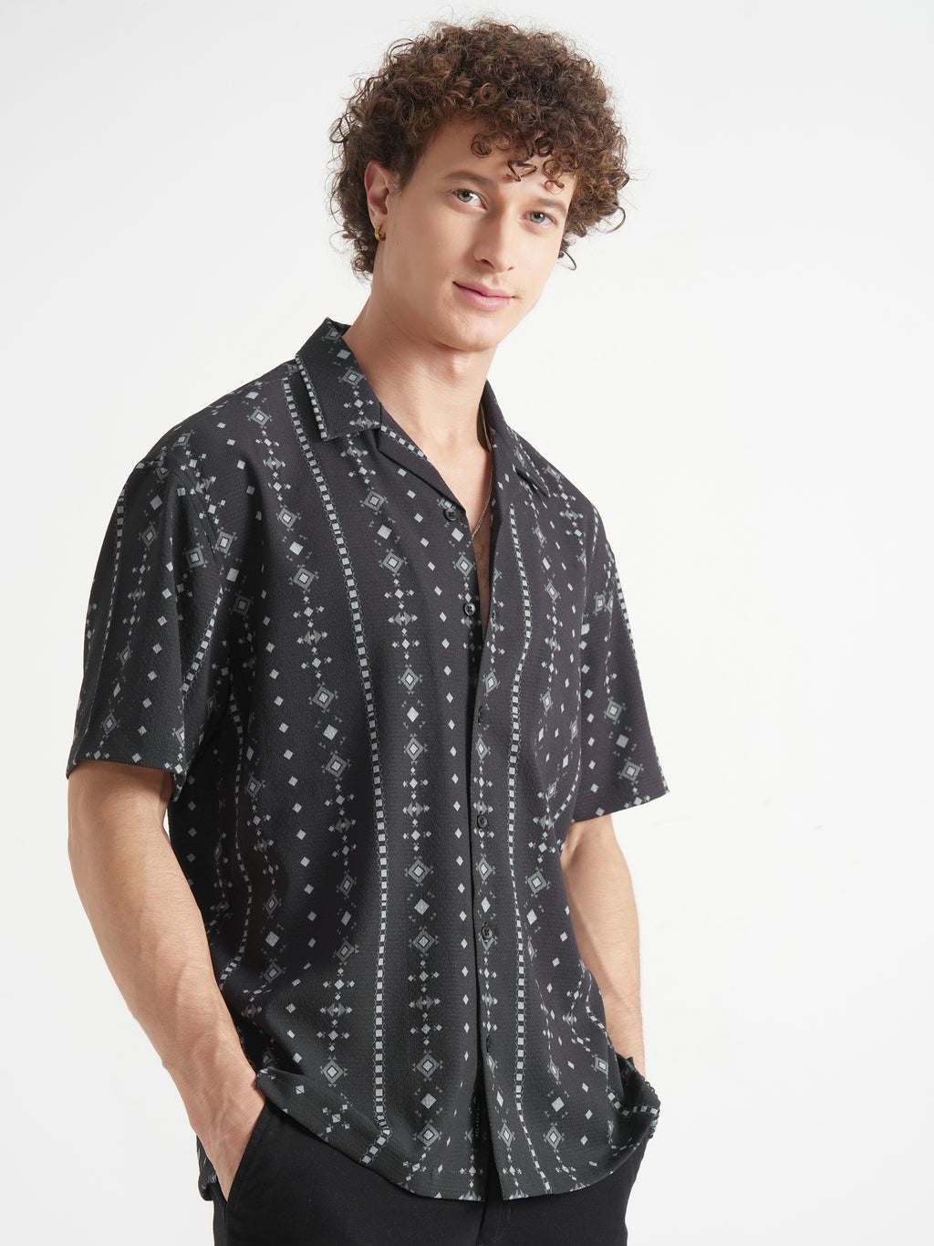 Highlander Men Black Printed Relaxed Fit Casual Shirt - Black - Image 6