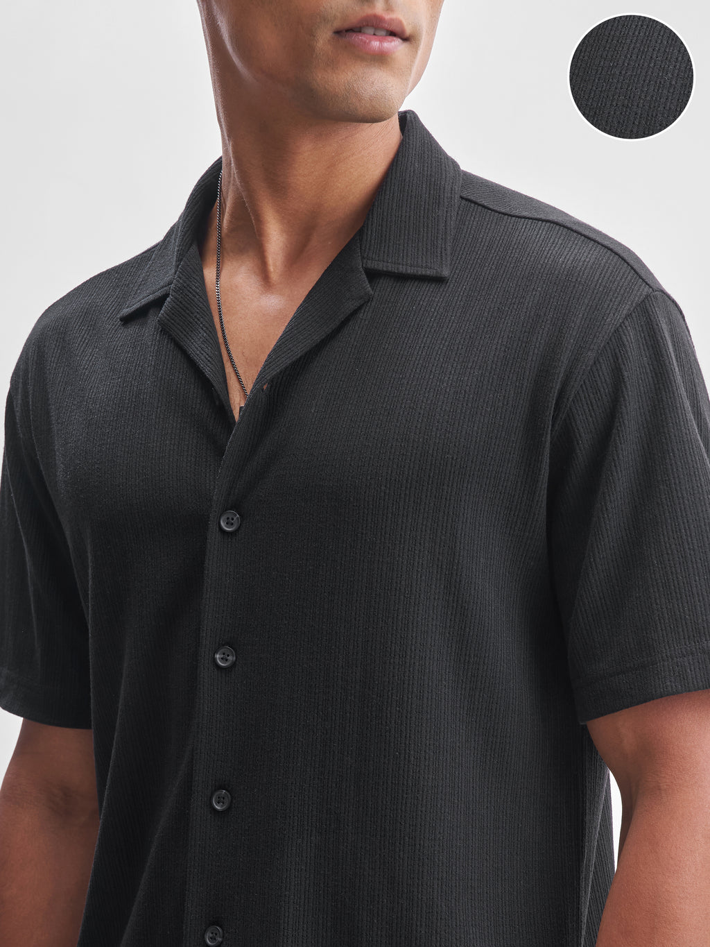 Highlander Men Black Self Design Relaxed Fit Casual Shirt - Black - Image 5