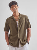 Highlander Men Brown Self Design Relaxed Fit Casual Shirt - Brown - Image 1