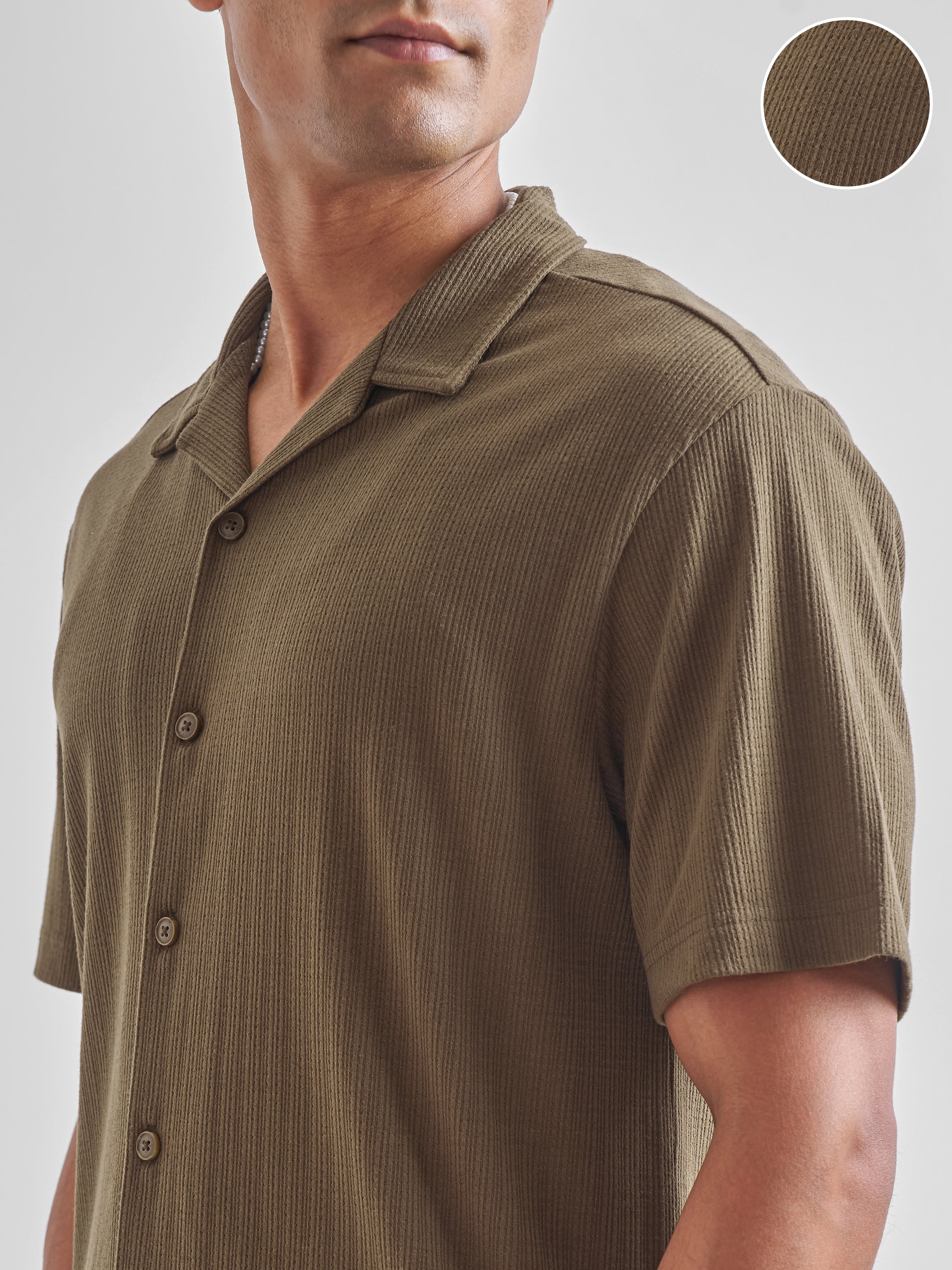 Highlander Men Brown Self Design Relaxed Fit Casual Shirt - Brown - Image 5