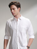 Highlander Men White Self Design Slim Fit Casual Shirt - White - Image 1