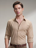 Highlander Men Beige Self Design Slim Fit Casual Shirt - Beige - Image 1