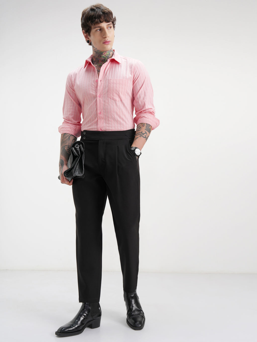 Highlander Men Pink Self Design Slim Fit Casual Shirt - Pink - Image 2