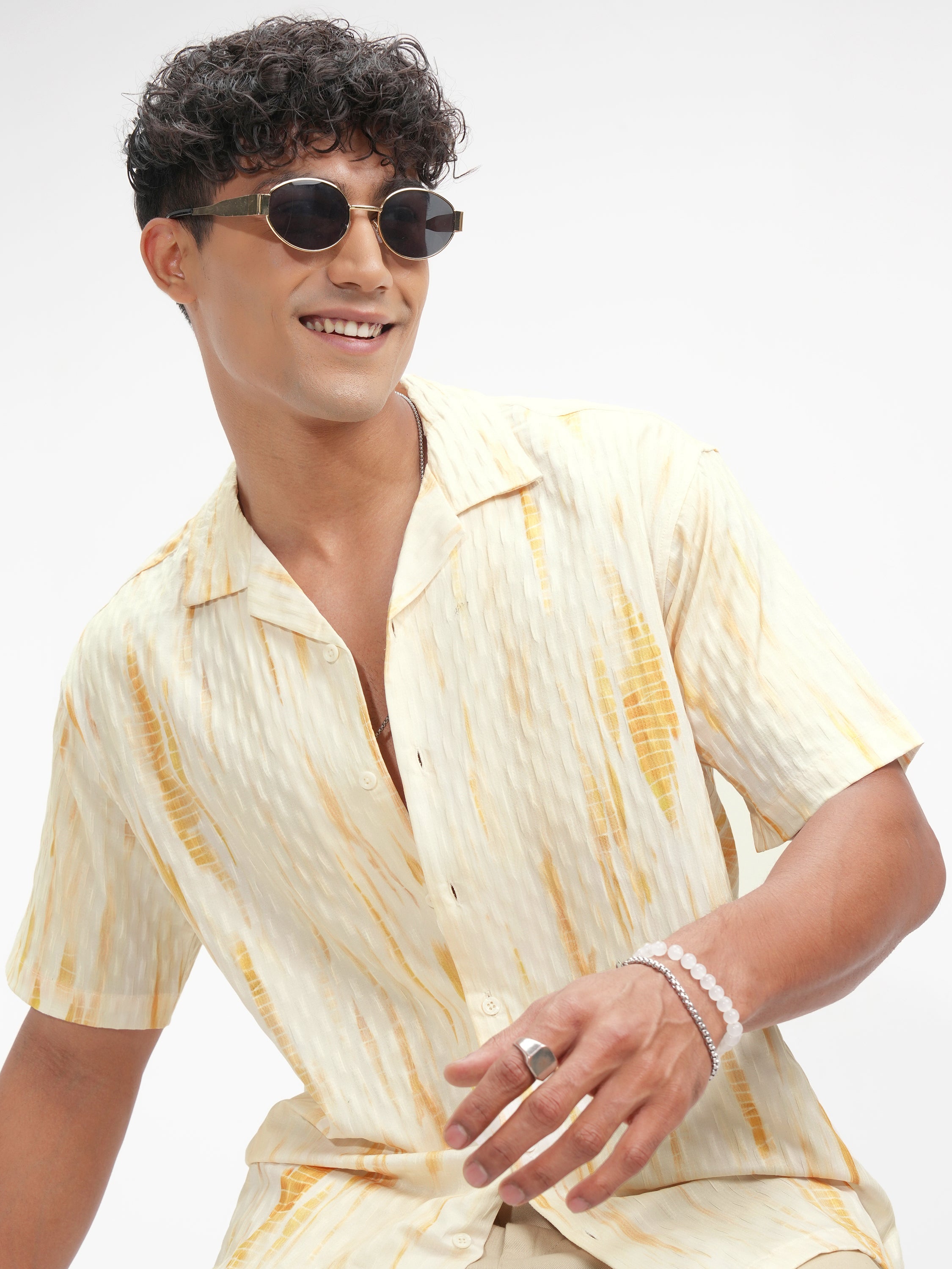 Highlander Men Yellow Printed Relaxed Fit Casual Shirt - Yellow - Image 1