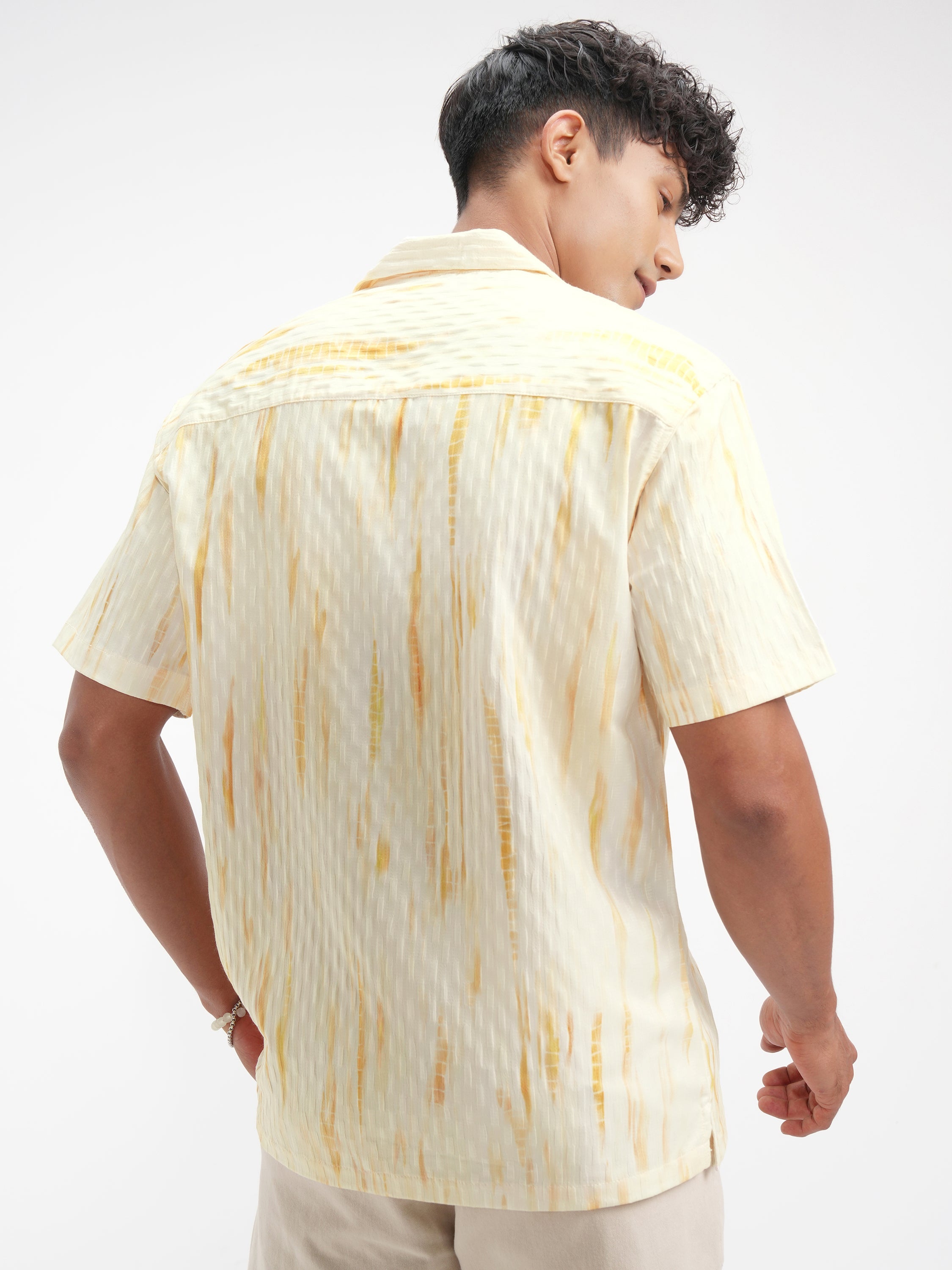 Highlander Men Yellow Printed Relaxed Fit Casual Shirt - Yellow - Image 3
