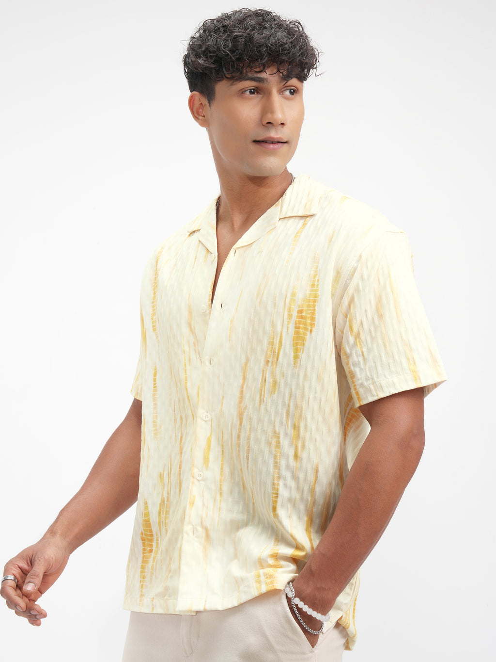 Highlander Men Yellow Printed Relaxed Fit Casual Shirt - Yellow - Image 4