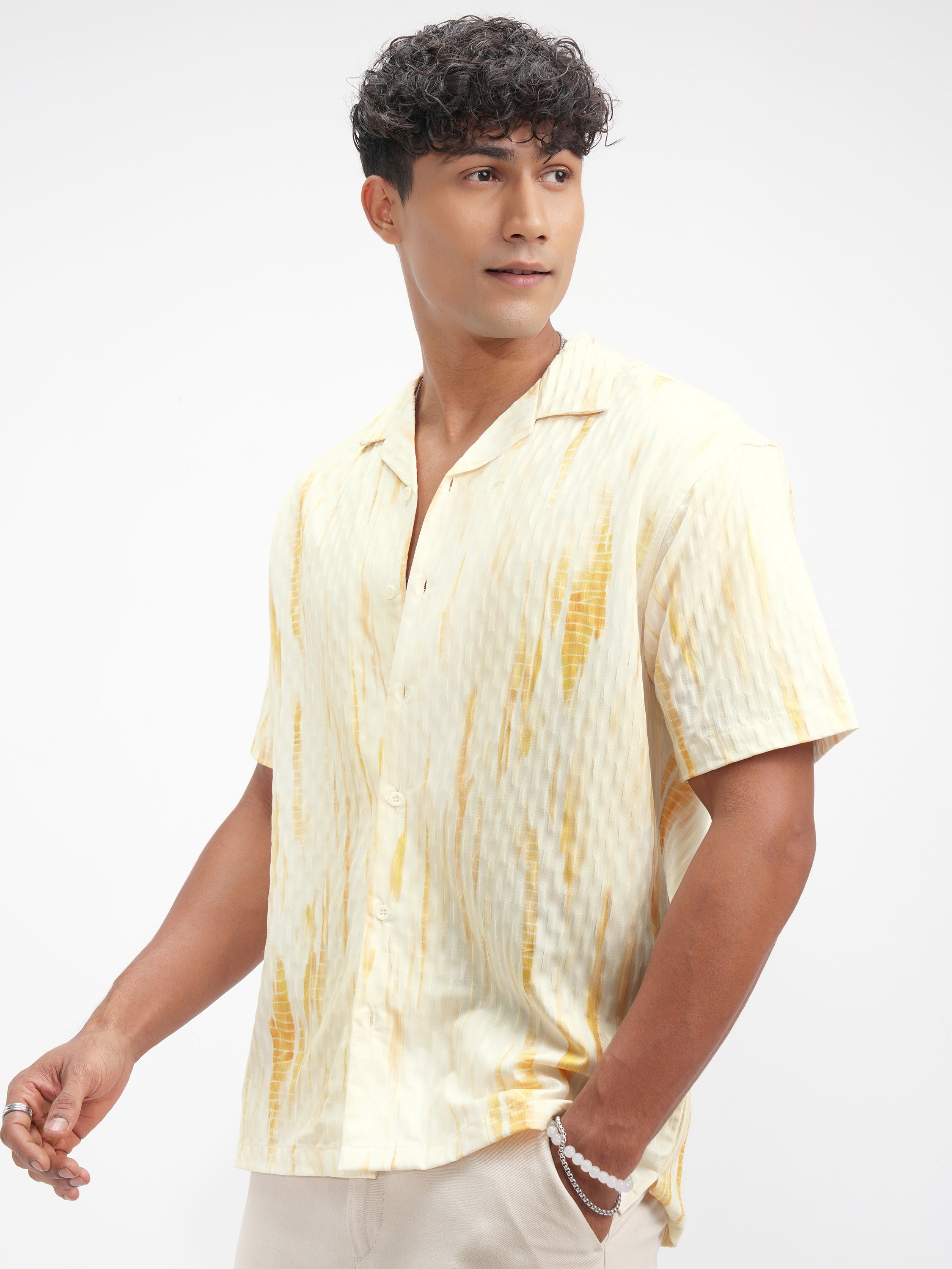 Highlander Men Yellow Printed Relaxed Fit Casual Shirt - Yellow - Image 4
