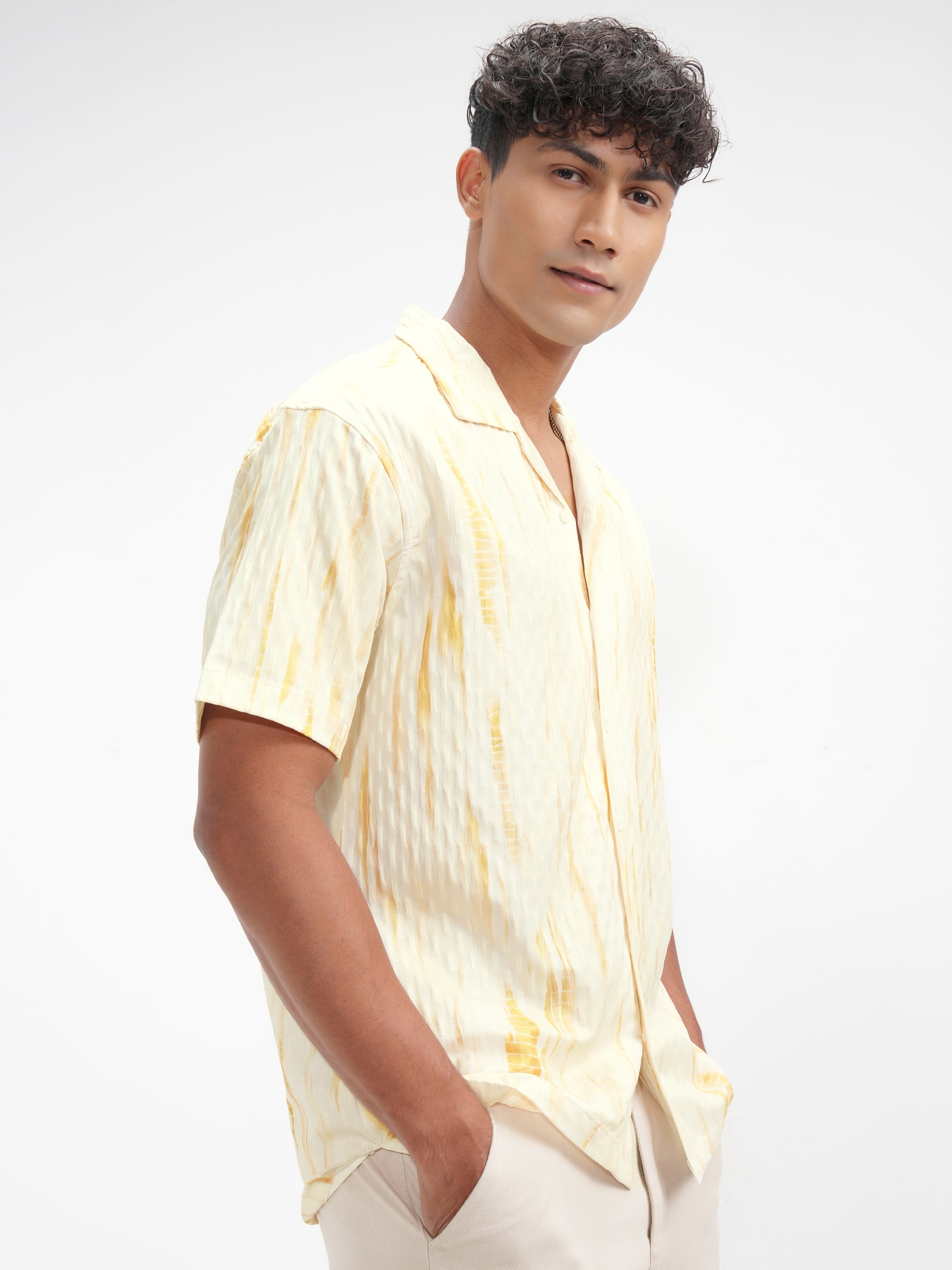 Highlander Men Yellow Printed Relaxed Fit Casual Shirt - Yellow - Image 6