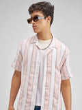 Highlander Men Pink Striped Relaxed Fit Casual Shirt - Pink - Image 1