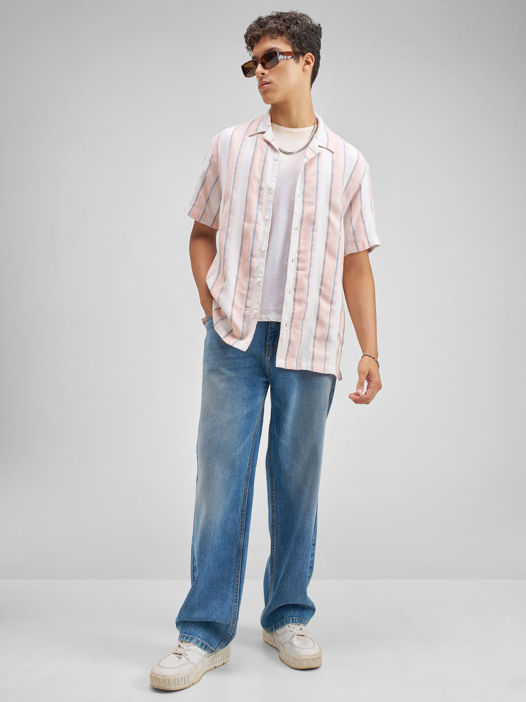 Highlander Men Pink Striped Relaxed Fit Casual Shirt - Pink - Image 2