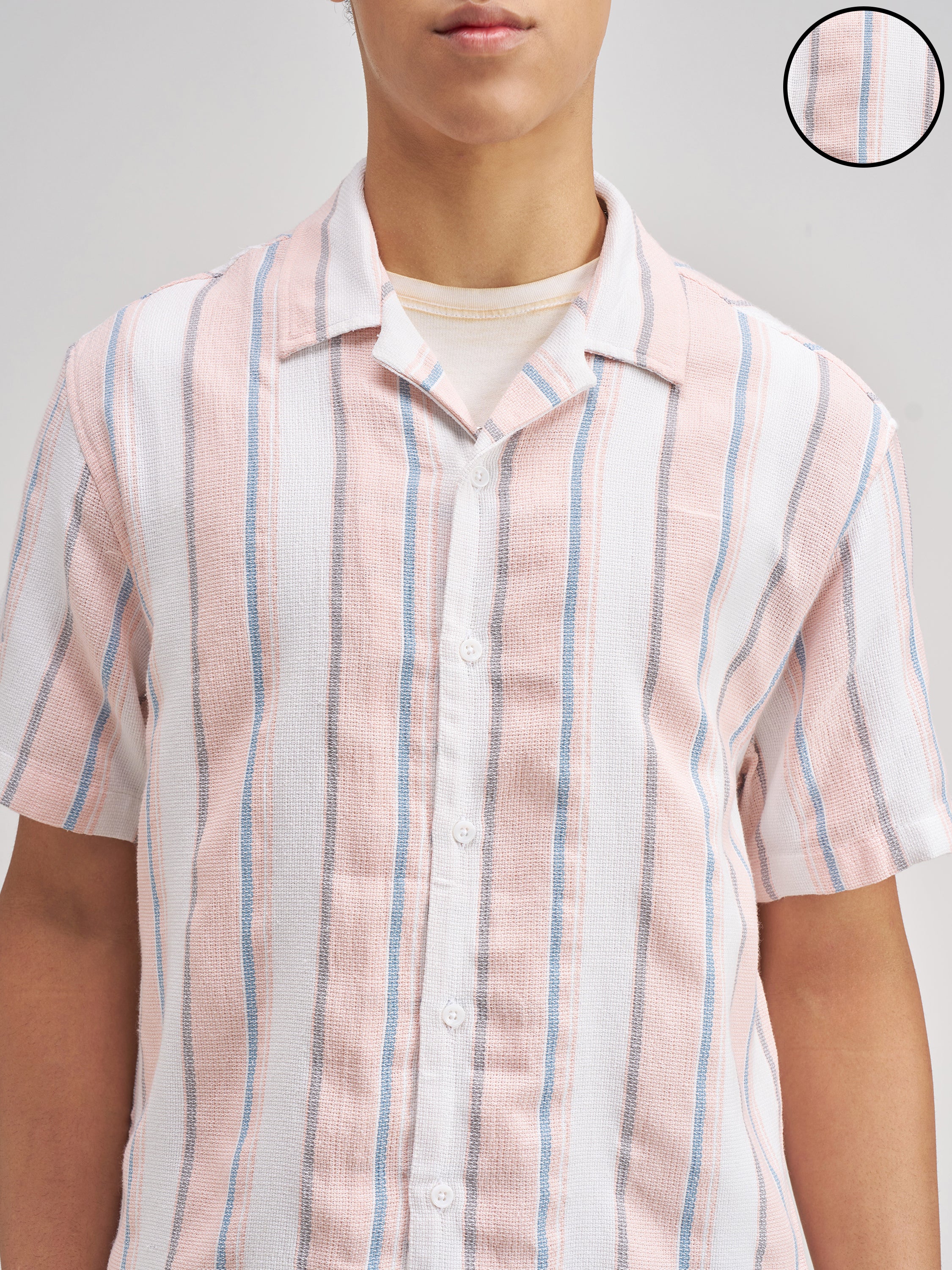 Highlander Men Pink Striped Relaxed Fit Casual Shirt - Pink - Image 5