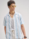 Highlander Men Blue Striped Relaxed Fit Casual Shirt - Blue - Image 1