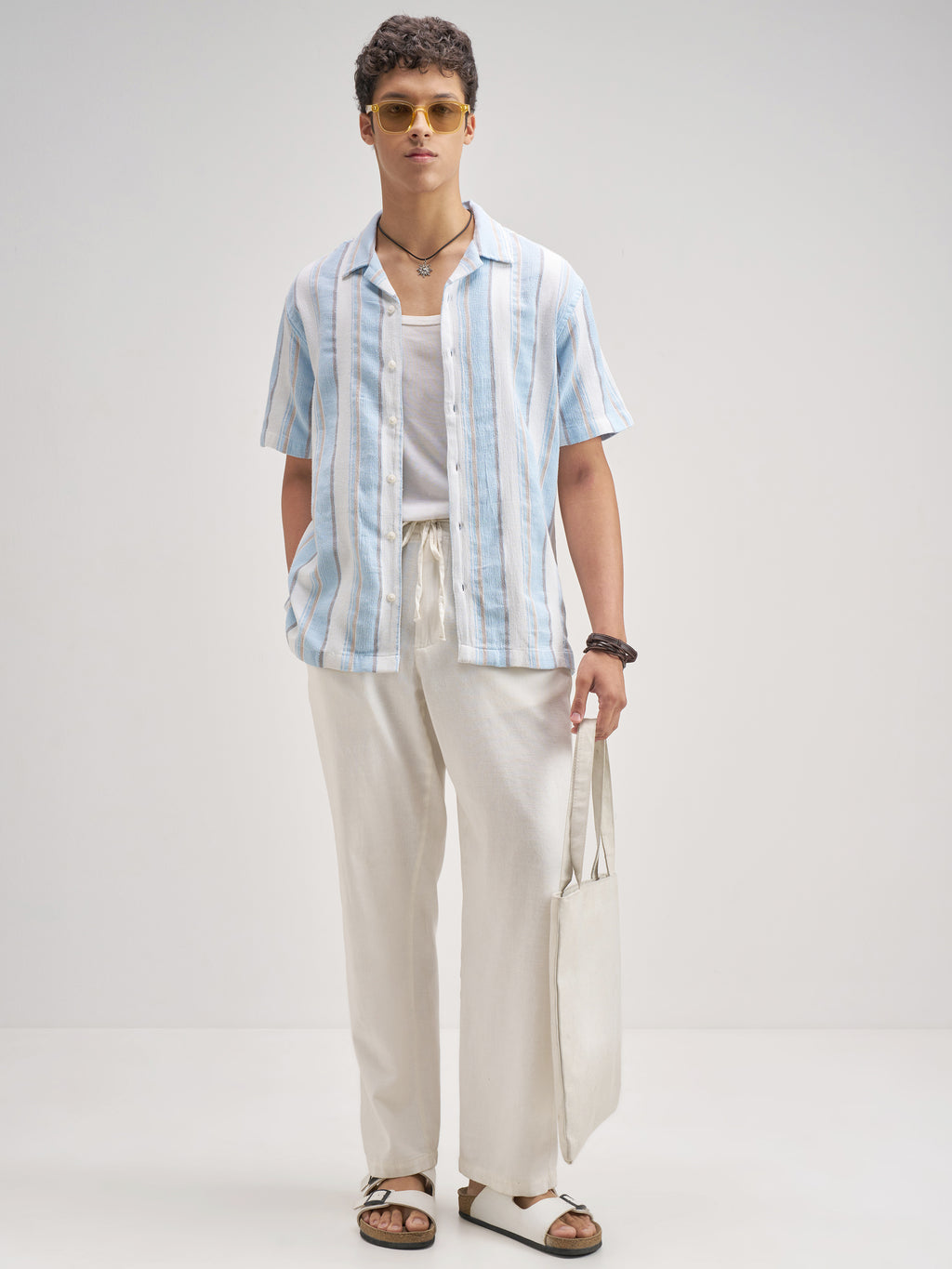 Highlander Men Blue Striped Relaxed Fit Casual Shirt - Blue - Image 2