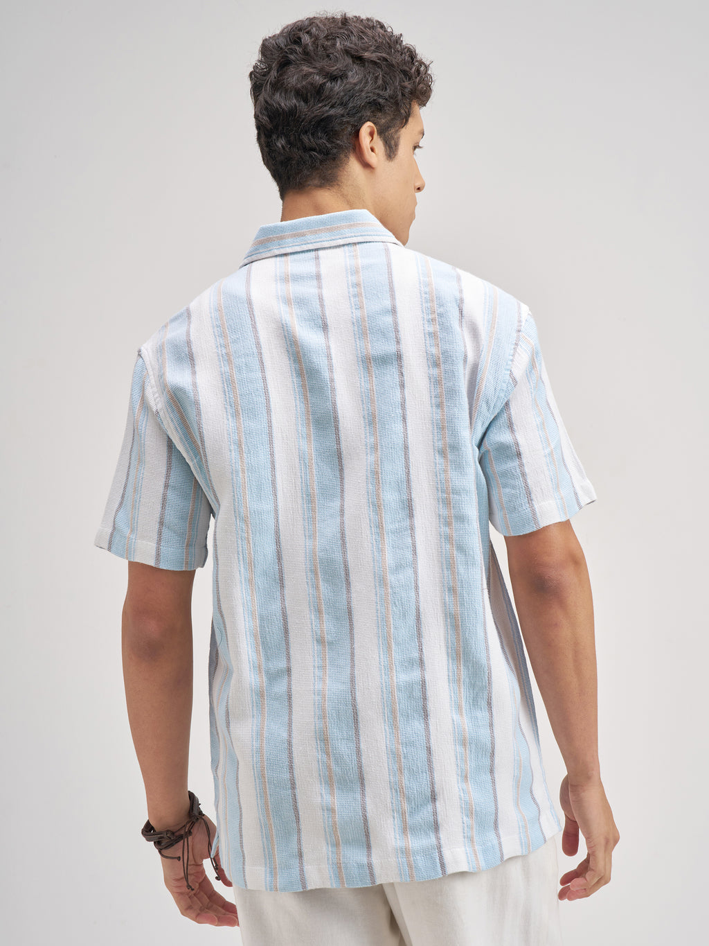 Highlander Men Blue Striped Relaxed Fit Casual Shirt - Blue - Image 3