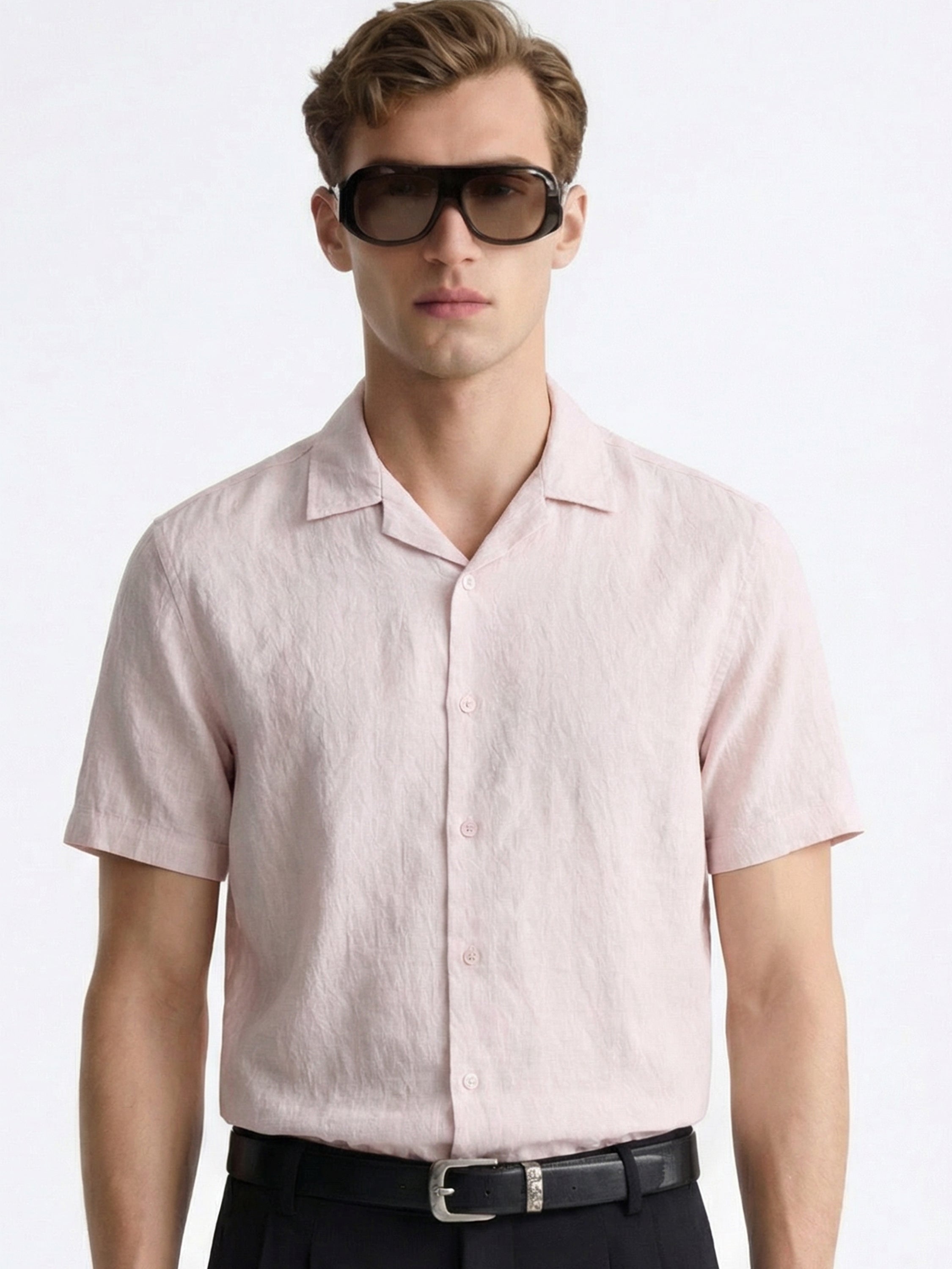 Highlander Men Pink Self Design Relaxed Fit Casual Shirt - Pink - Image 1