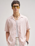 Highlander Men Pink Crushed Relaxed Fit Casual Shirt - Pink - Image 1