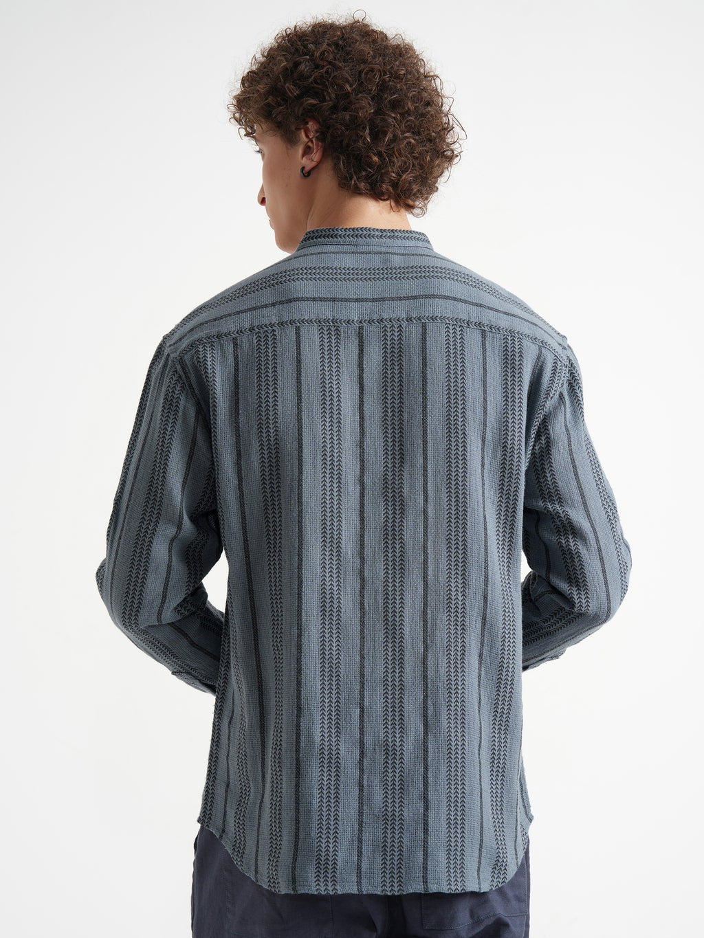 Highlander Men Blue Striped Relaxed Fit Casual Shirt - Blue - Image 3