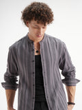 Highlander Men Lavender Striped Relaxed Fit Casual Shirt - Lavender - Image 1