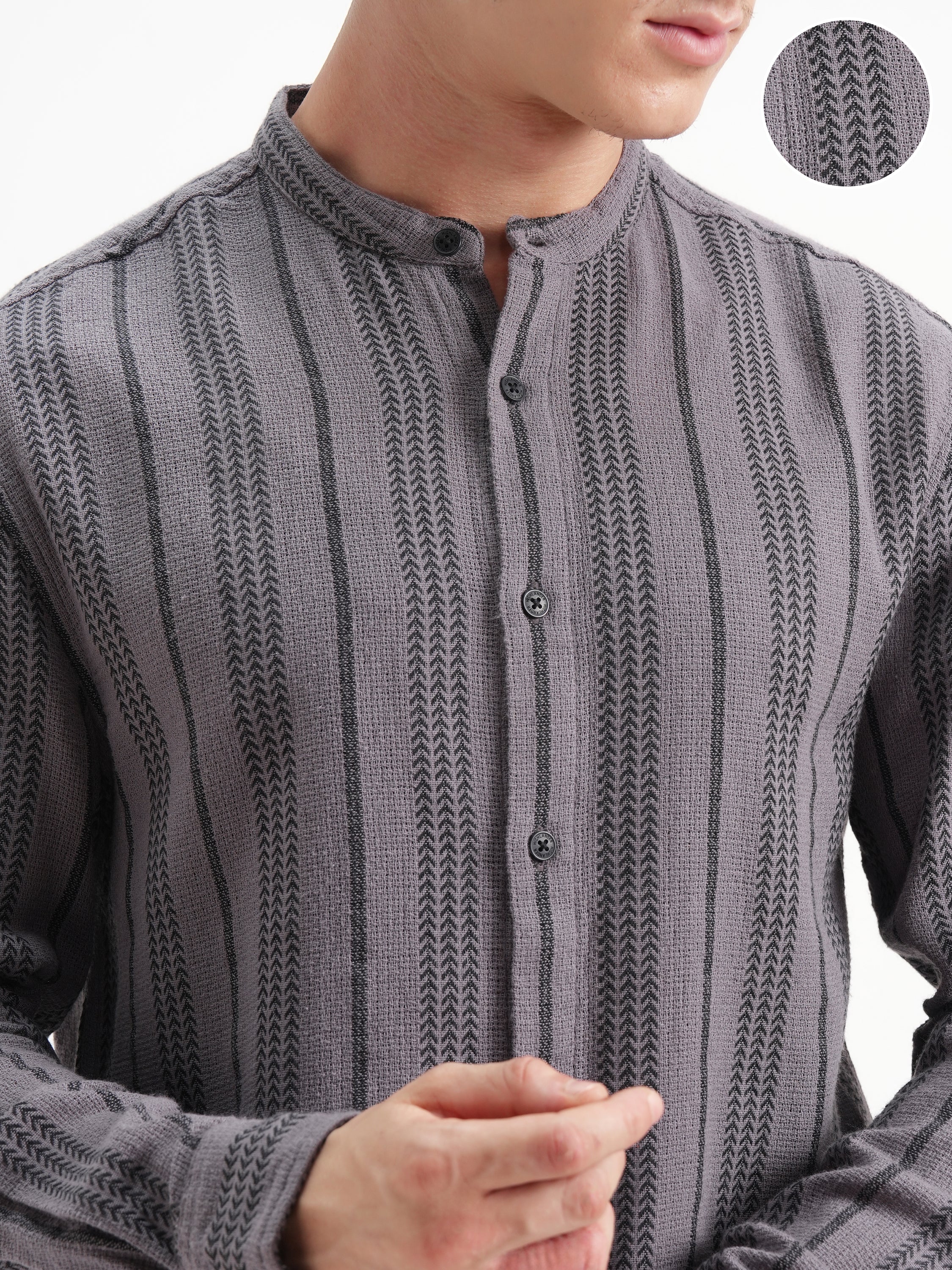 Highlander Men Lavender Striped Relaxed Fit Casual Shirt - Lavender - Image 5