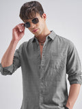 Highlander Men Grey Solid Slim Fit Casual Shirt - Grey - Image 1