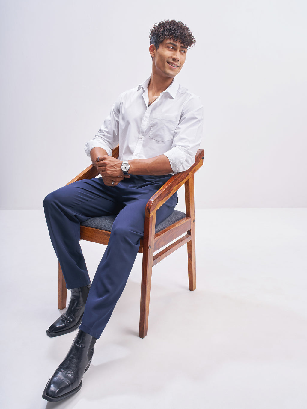 Highlander Men White Solid Slim Fit Casual Shirt - White - Image 2