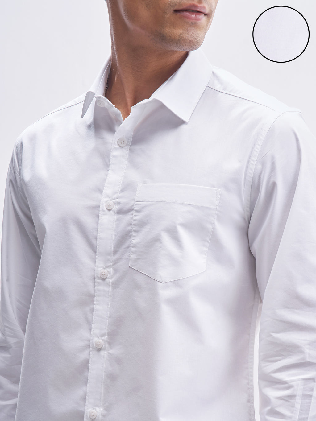 Highlander Men White Solid Slim Fit Casual Shirt - White - Image 5