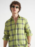 Highlander Men Green Checked Relaxed Fit Casual Shirt - Green - Image 1