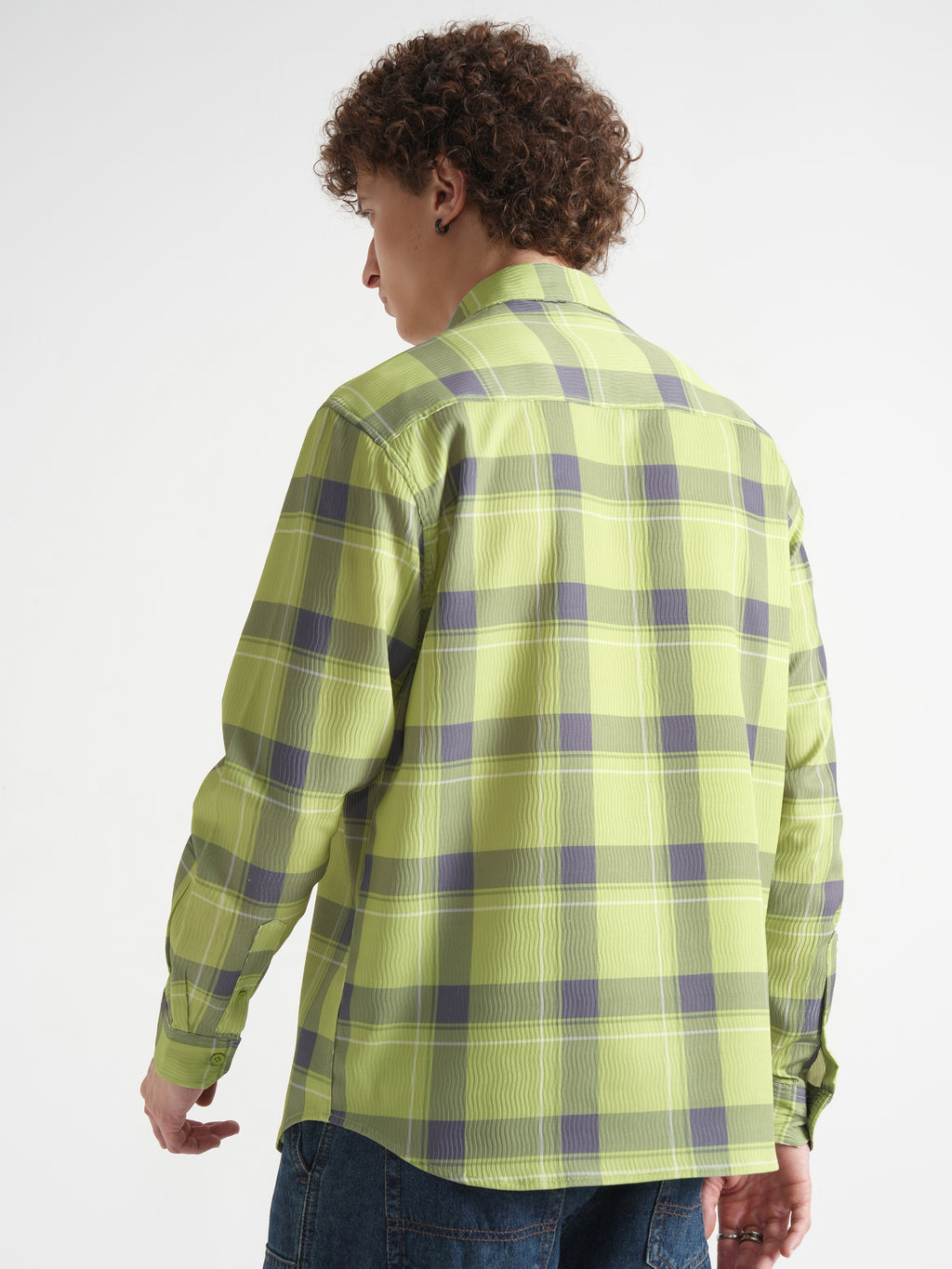 Highlander Men Green Checked Relaxed Fit Casual Shirt - Green - Image 3