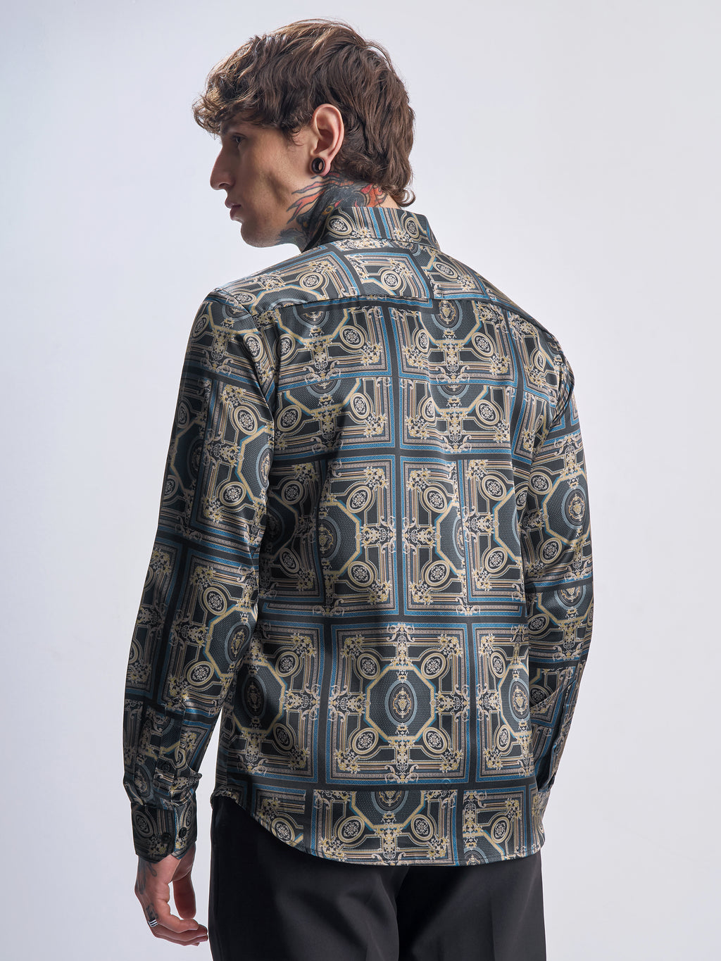 Highlander Men Navy Blue Printed Slim Fit Casual Shirt - Navy Blue - Image 3