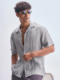 Highlander Men Grey Crushed Relaxed Fit Casual Shirt - Grey - Image 1