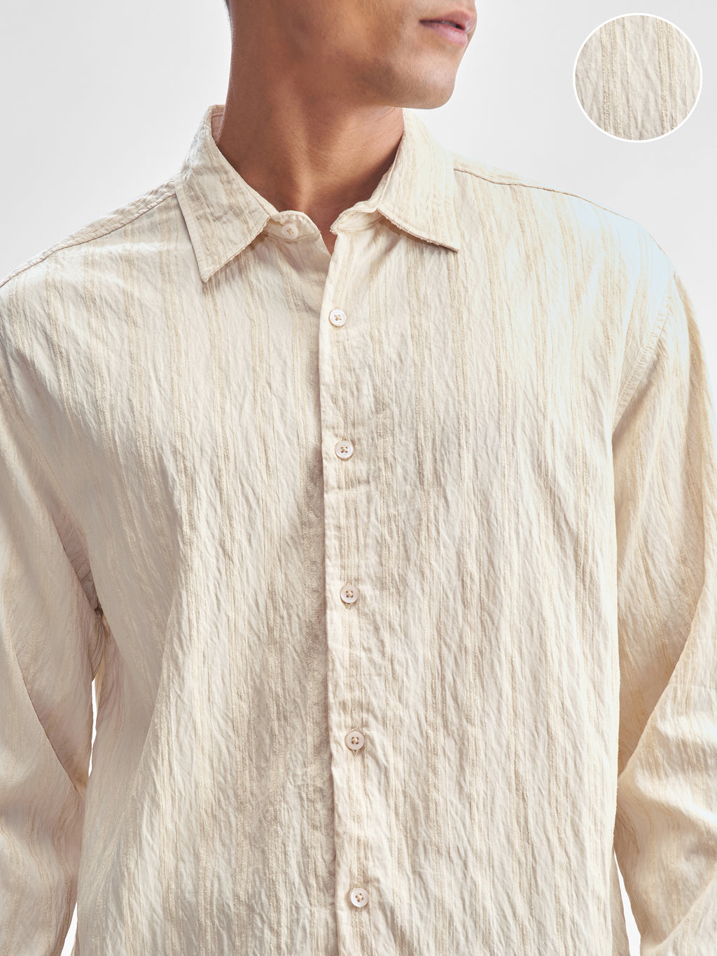 Highlander Men Beige Crushed Relaxed Fit Casual Shirt - Beige - Image 5