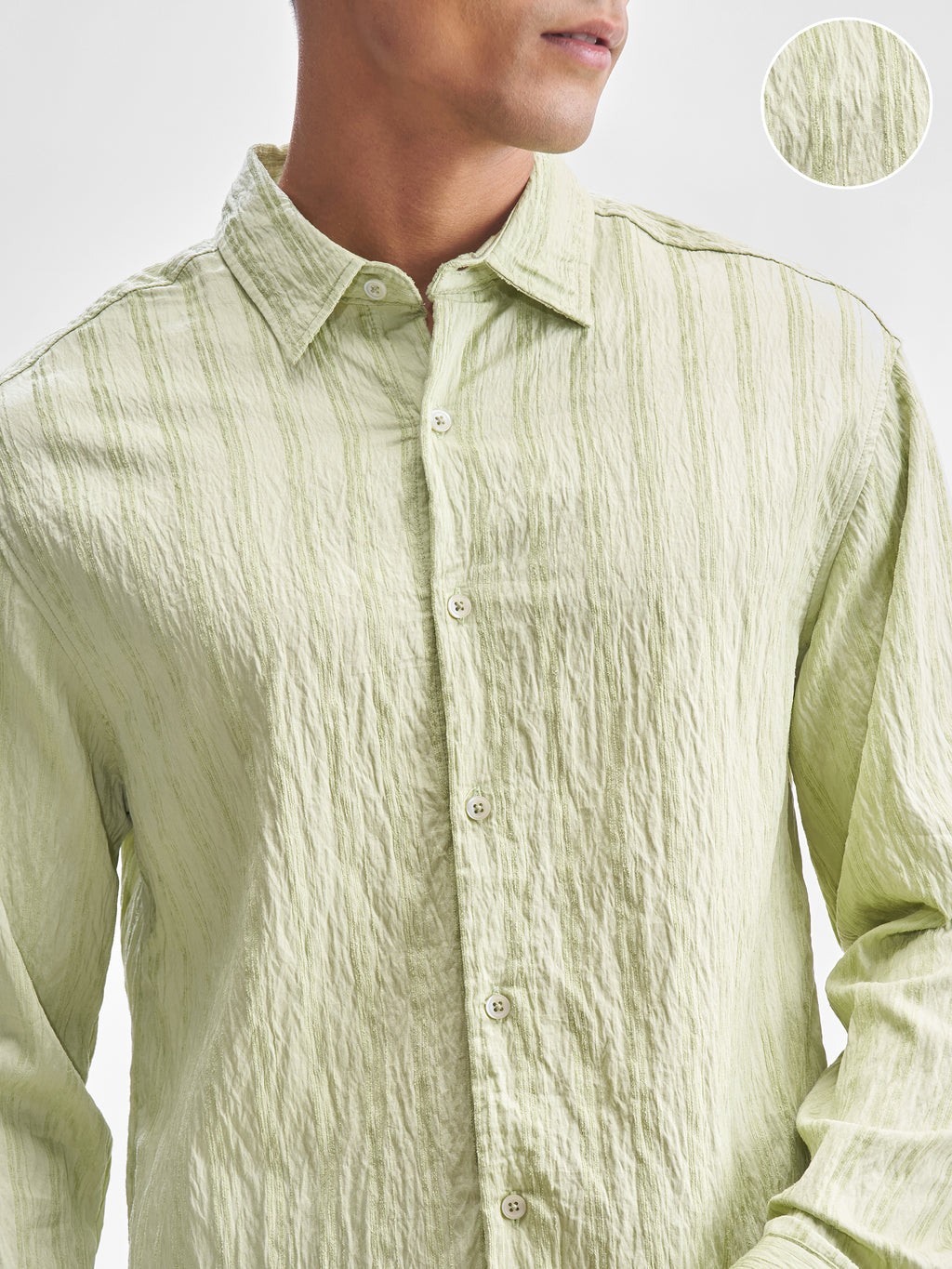 Highlander Men Green Self Design Relaxed Fit Casual Shirt - Green - Image 5